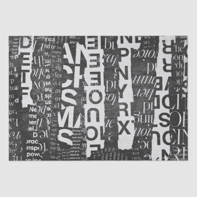 Mousseline Collage de texte Art Découpage ou papier de tissus (Recto)