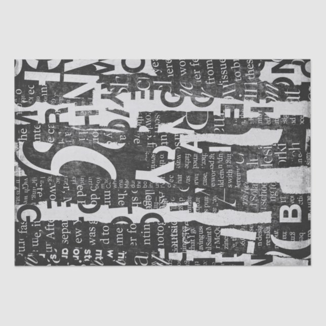 Mousseline Collage de texte Art Découpage ou papier de tissus (Recto)