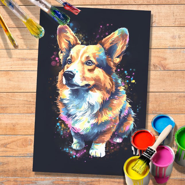 Mousseline Corgi en aquarelle 1 papier découpage (Créateur téléchargé)