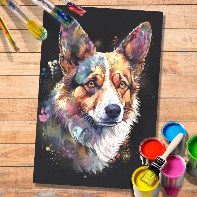 Mousseline Corgi en aquarelle 2 papier découpage (Créateur téléchargé)