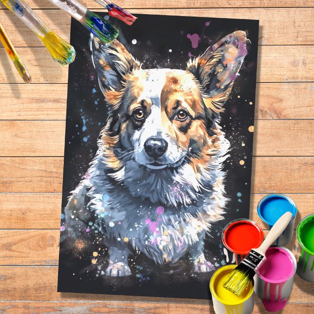 Mousseline Corgi en aquarelle 3 papier découpage (Créateur téléchargé)