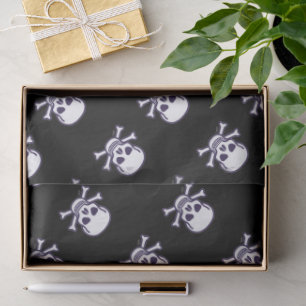 Mousseline Crâne n Bones papier tissu noir