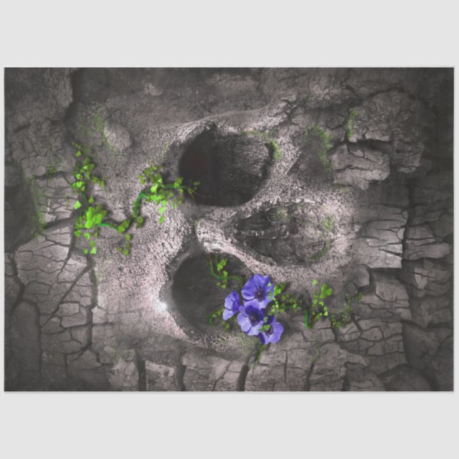 Mousseline Crâne Rustique 12 Découpage papier tissu (Recto)