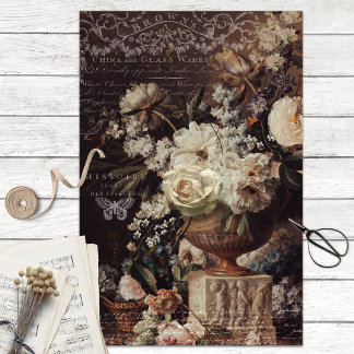 Mousseline Crème vintage et papier tissu de découpage Brown