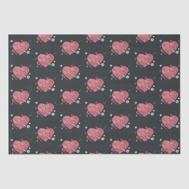 Mousseline Crochet Heart Fil Motif Tissu Papier (Recto)