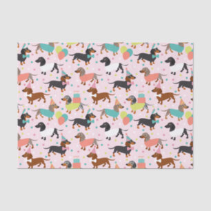 Mousseline Dachshund Anniversaire Tissu Papier