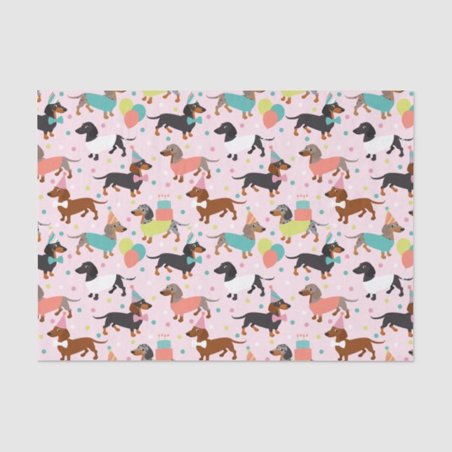 Mousseline Dachshund Anniversaire Tissu Papier (Recto)