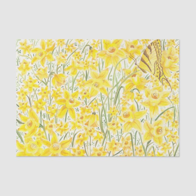 Mousseline Daffodique Papier Tissu Fleur Jaune (Recto)