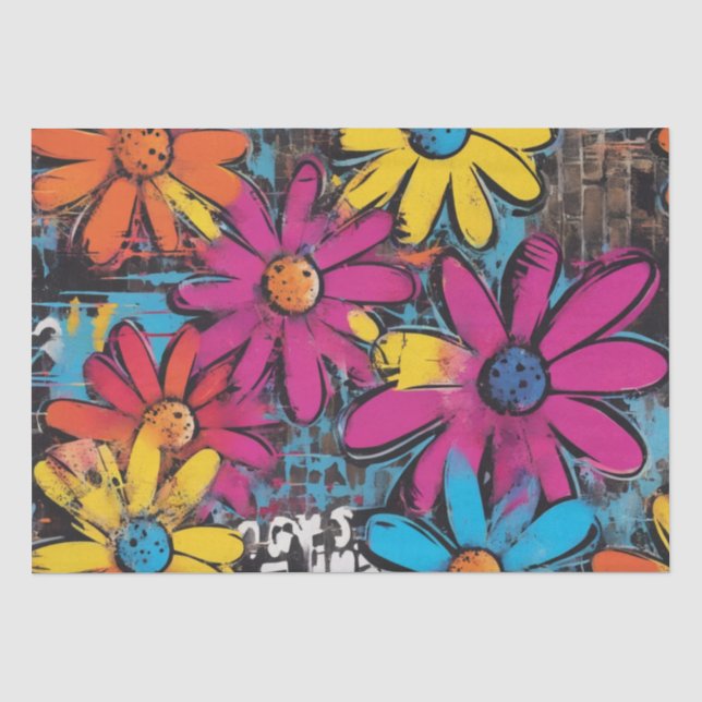 Mousseline Daisy Delight Pop Art Blossoms papier découpage (Recto)