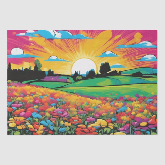 Mousseline Daisy Delight Pop Art Blossoms papier découpage (Recto)