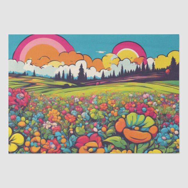Mousseline Daisy Delight Pop Art Blossoms papier découpage (Recto)