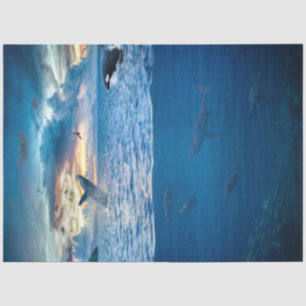 Mousseline Dauphins Sea Ocean Decoupage Papier Tissu