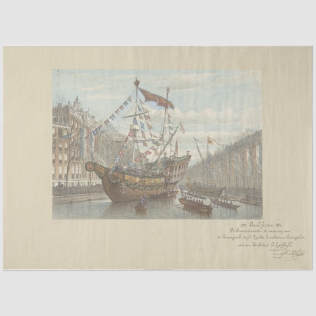 Mousseline Décorations sur papier décolpage Herengracht (Recto)