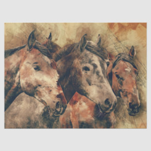 Mousseline Découpage Chevaux Sauvages 17 x 23 Art Papier Tiss