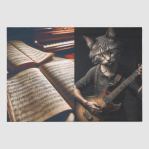 Mousseline Découpage - Guitare de chat et musique - Papier de