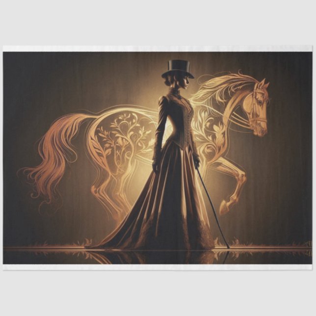 Mousseline Découpage Papier de tissus équestre gothique victo (Recto)