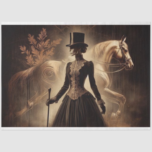 Mousseline Découpage Papier de tissus équestre gothique victo (Recto)