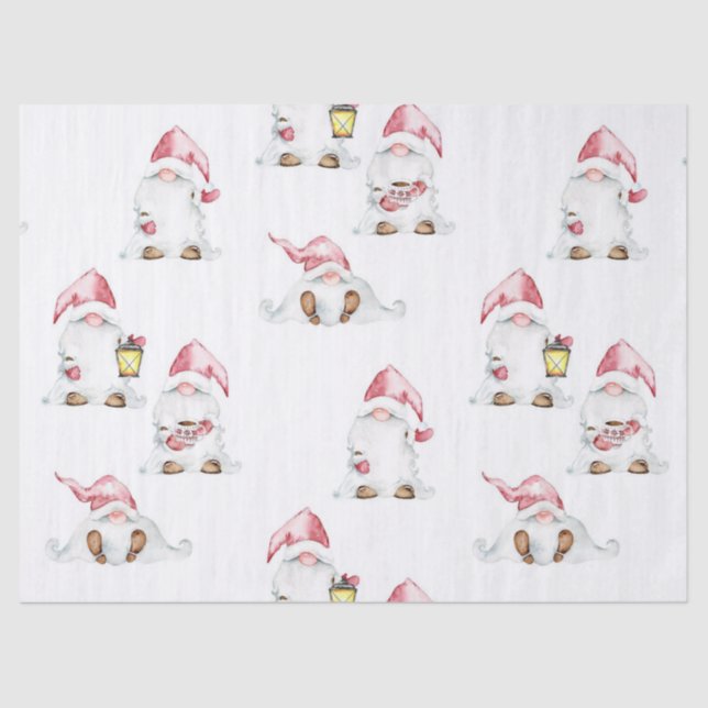 Mousseline Découpage papier de tissus - Gnomes de Noël (Recto)