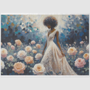 Mousseline Découpage Papier Tissu Dame De Design Rose