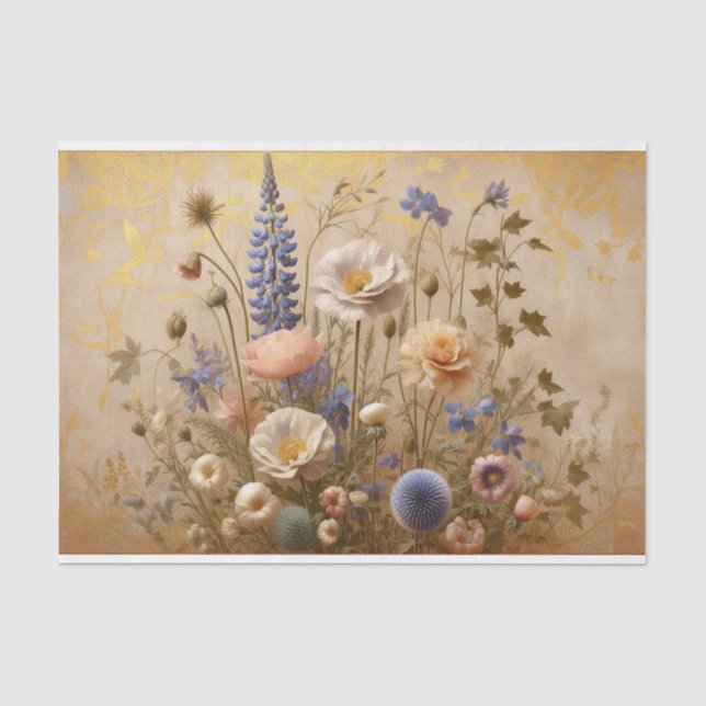 Mousseline Découpage Papier Tissu Design Floral (Recto)