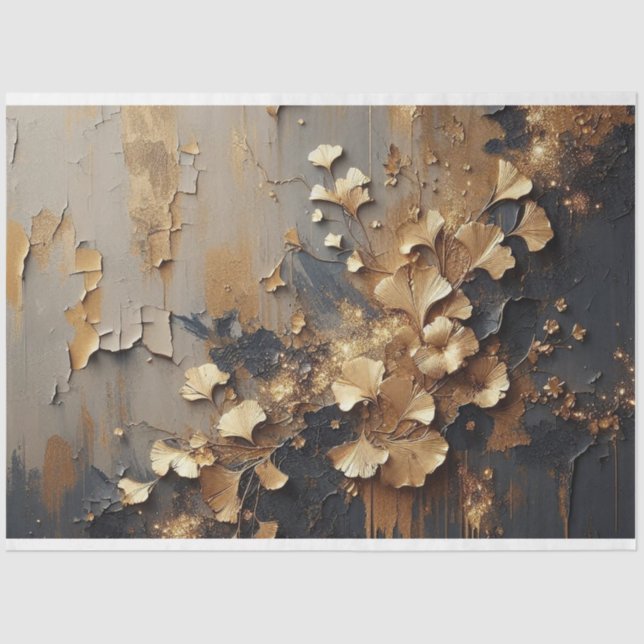 Mousseline Découpage Papier Tissu Gingko Faune de la flore Fe (Recto)