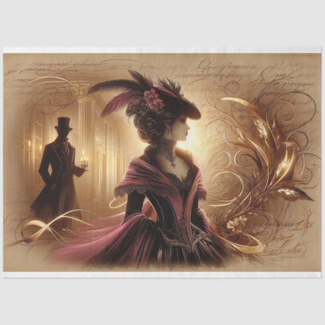 Mousseline Découpage Papier Tissu Gothique Victorienne Lady (Recto)