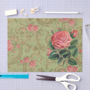Mousseline Découpage Rose antique et papier de tissus rose et