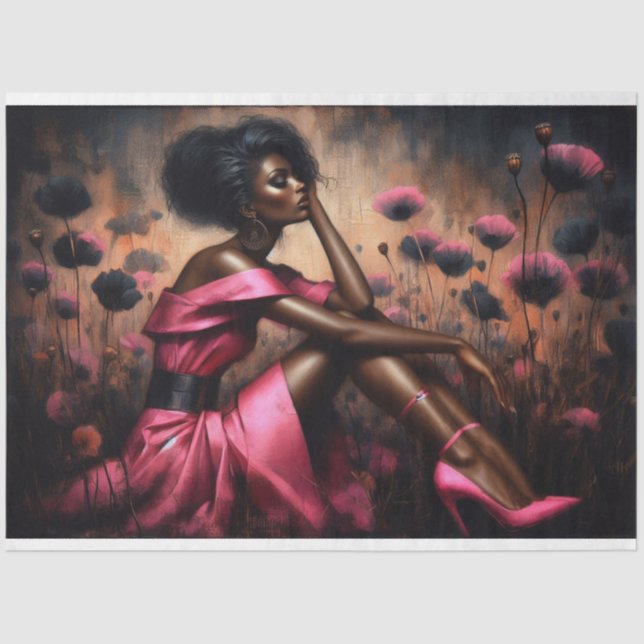 Mousseline Découpage Tissu Papier Hot Pink Pops Femme (Recto)