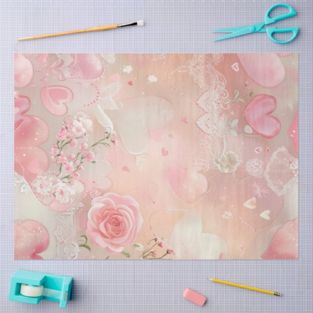Mousseline Des ailes de papier et des roses (Artisanat)