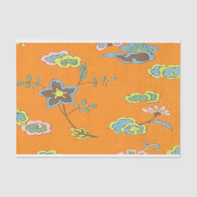 Mousseline Design de fleurs anciennes - Papier Tissu pour l'a (Recto)