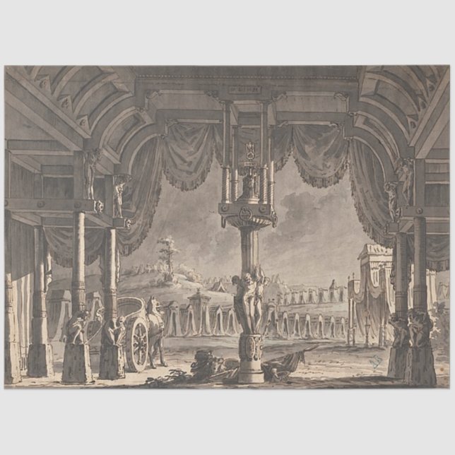 Mousseline Dessin architectural papier décolpage Rome antique (Recto)