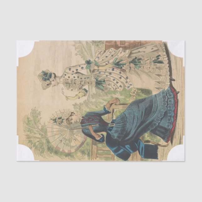 Mousseline Deux élégantes femmes victoriennes papier de tissu (Recto)