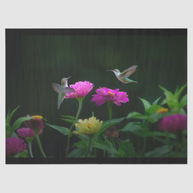 Mousseline Deux Humminbirds, papier de tissus (Recto)