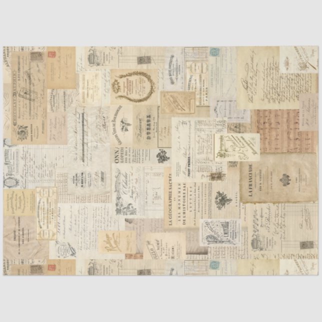 Mousseline Document antique Ephemera papier tissu (Recto)