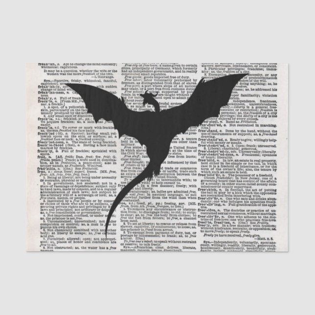 Mousseline Dragon vintage de papier de dictionnaire médiéval (Recto)