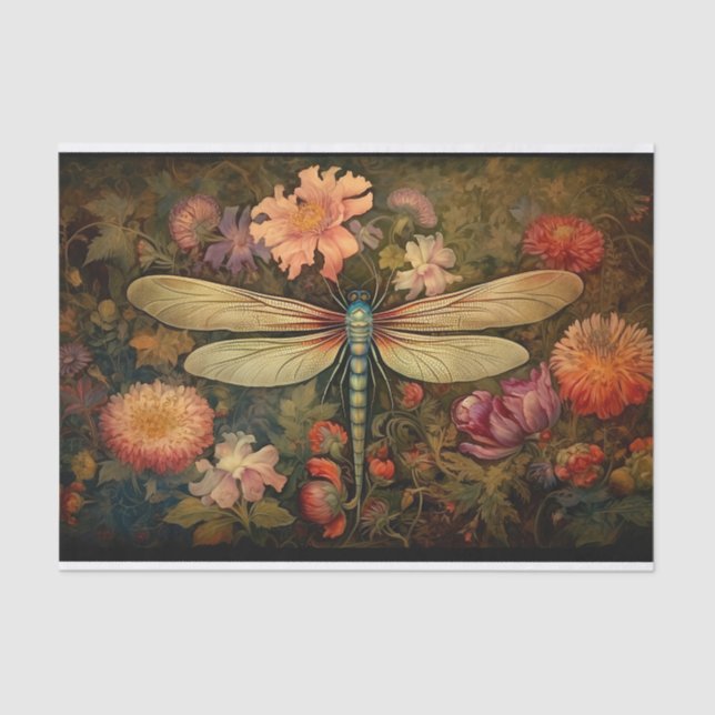 Mousseline Dragonfly in Florals 7 Papier de découpage (Recto)