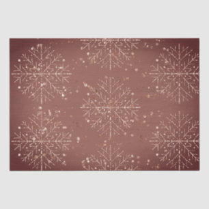 Mousseline Dusty Red Snowflakes Papier Tissu de Noël