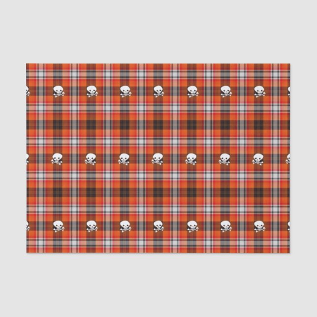Mousseline Ecosse goth crânes papier de tissu plaid (Recto)