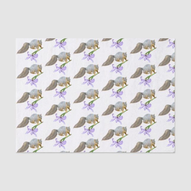 Mousseline Écureuil avec papier Tissu Iris (Recto)
