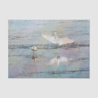 Mousseline Egret neigeux Aquarelle Papier Tissu