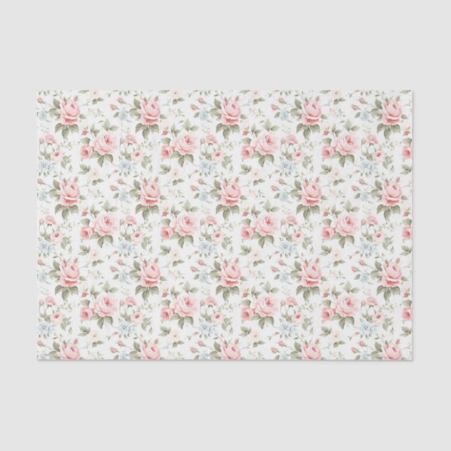 Mousseline Élégant papier cadeau floral rose-rose (Recto)