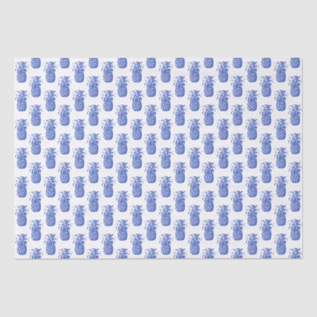 Mousseline Élégant papier d'ananas Vintage bleu (Recto)