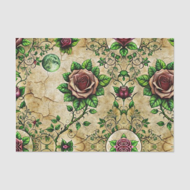 Mousseline Élégant papier de découpage gothique Rose foncé (Recto)