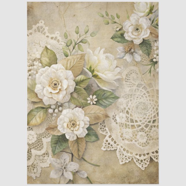 Mousseline Élégant papier de fond floral blanc (Recto)