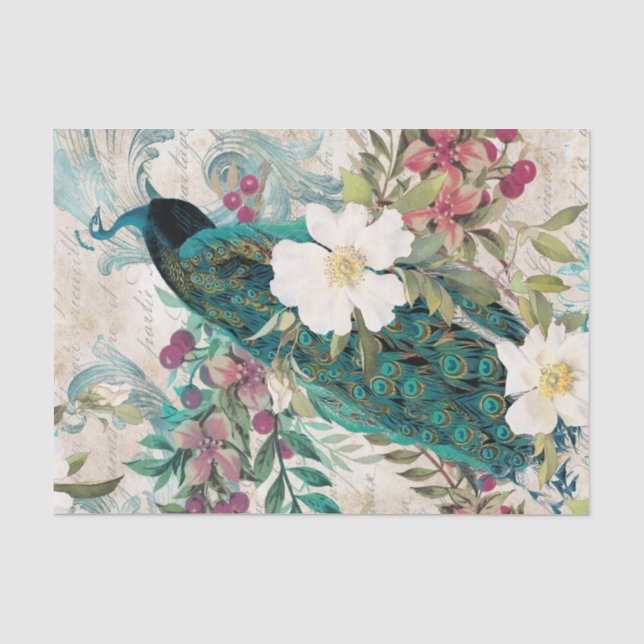 Mousseline Élégant papier de papier de fond Peacock (Recto)