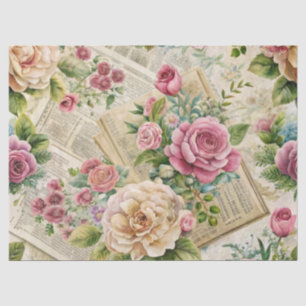 Mousseline Élégant papier de papier de tissus fleuri rose ins