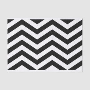 Mousseline Élégant papier de tissus Chevron blanc noir