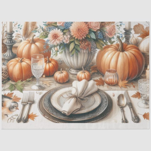 Mousseline Élégant papier de tissus de Thanksgiving Vintage (Recto)