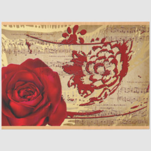 Mousseline Élégante musique Vintage Rouge Rose Tissu Papier