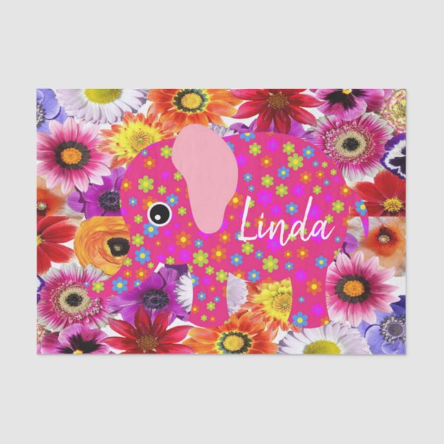 Mousseline Eléphant coloré en papier de tissus (Recto)